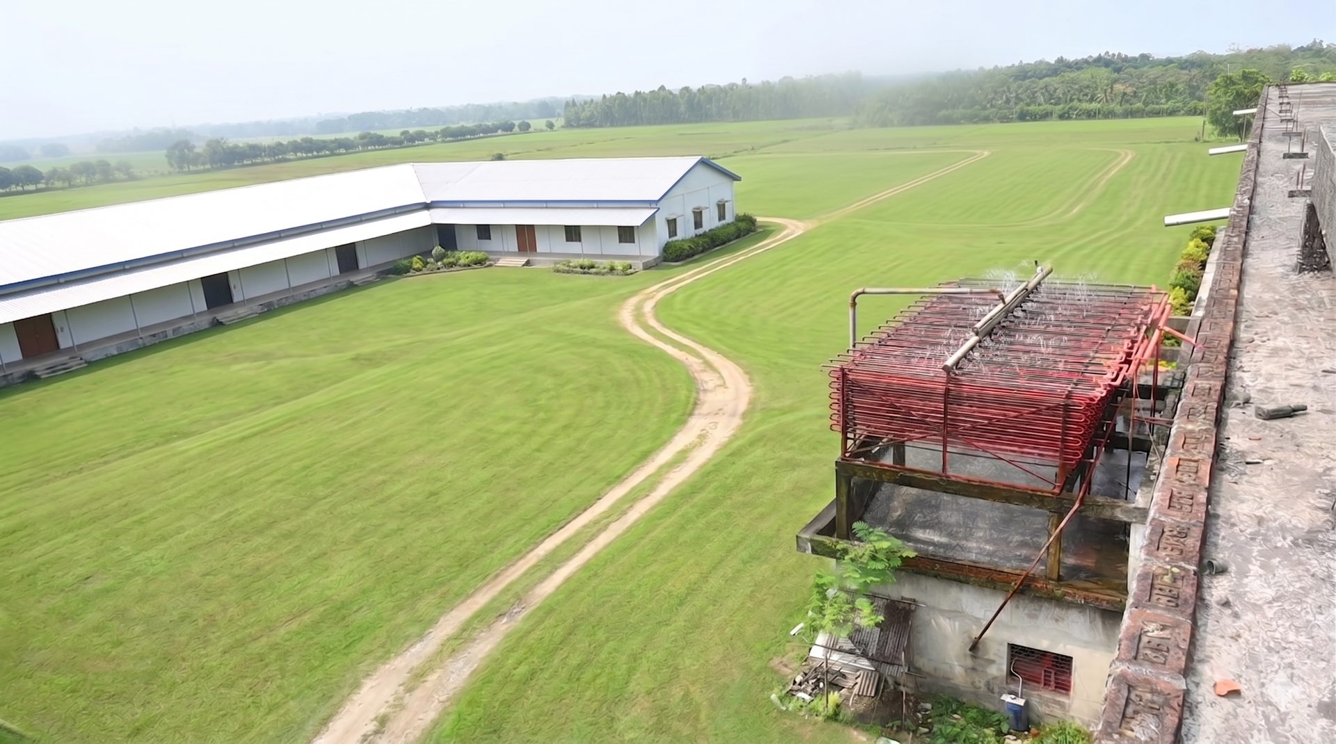 Aerial view of warehouse and cold storage facility
